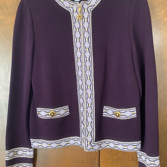 St. John Collection Dresses & Skirts - St. John Collection Purple Knit Skirt Set with Lilac Trim and Gold Accents